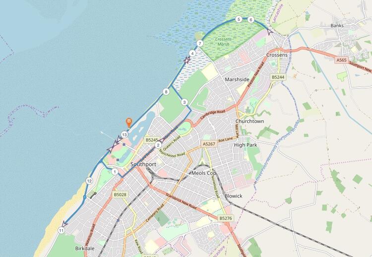 Southport Half Marathon Race Route Map